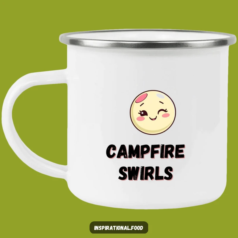 Funny Macaron Wink Camping Mug: Swirling Adventures and Sweet Sips Outdoors