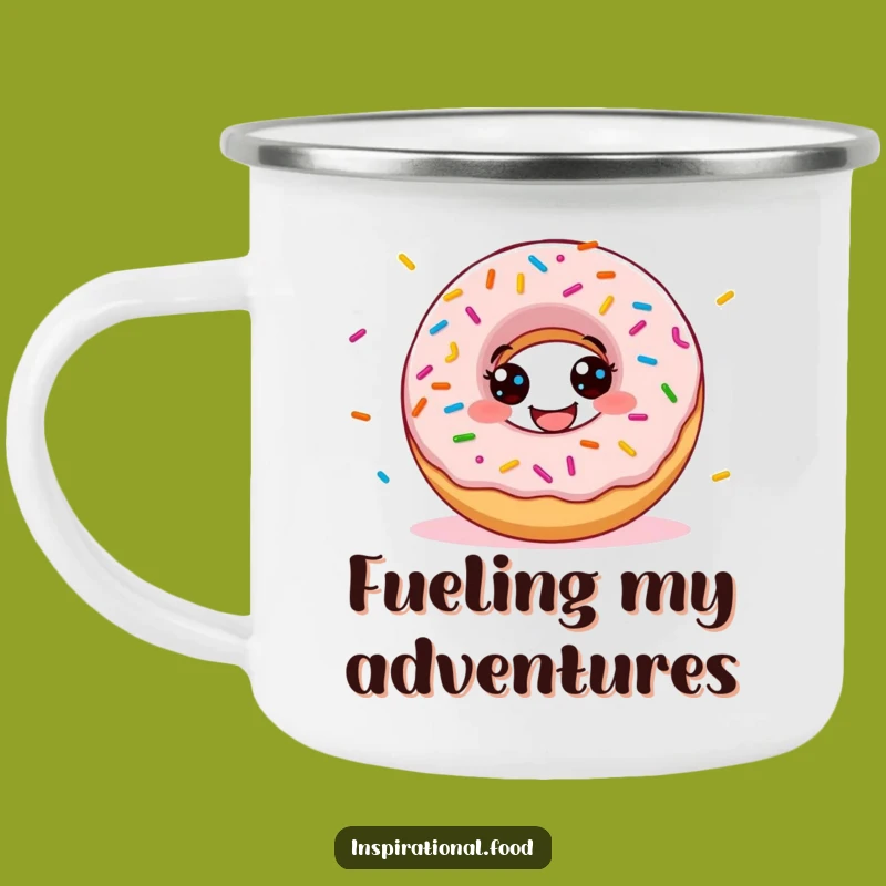 Funny Donut Sprinkles Camping Mug: Adventure Fuel with Sweet, Humorous Vibes