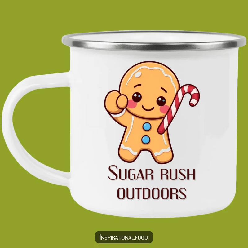 Funny Gingerbread Cookie Camping Mug - Durable Candy Cane Character Cup