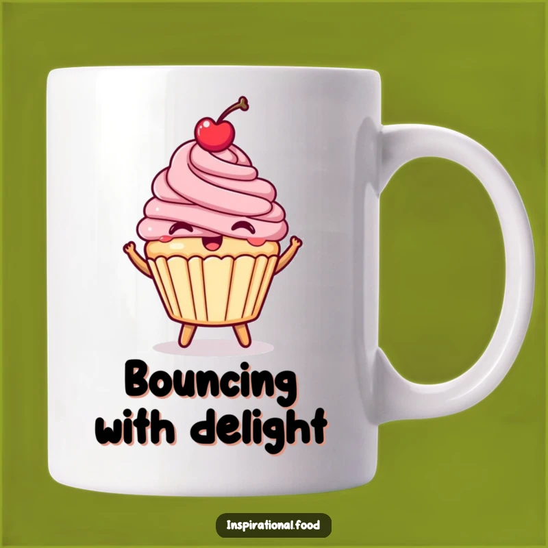 Funny Happy Cupcake Mug: Bouncing Treat of Joy - A Sweet Funny Gift