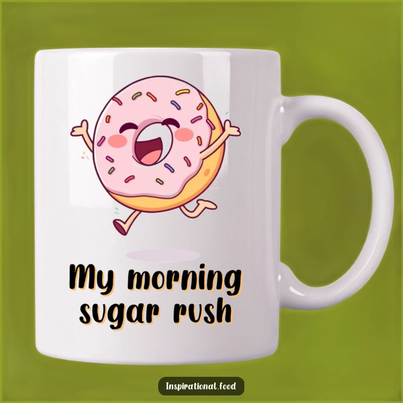 Funny Donut Leap Mug: Ecstatic Sprinkled Treat, Perfect Funny Gift