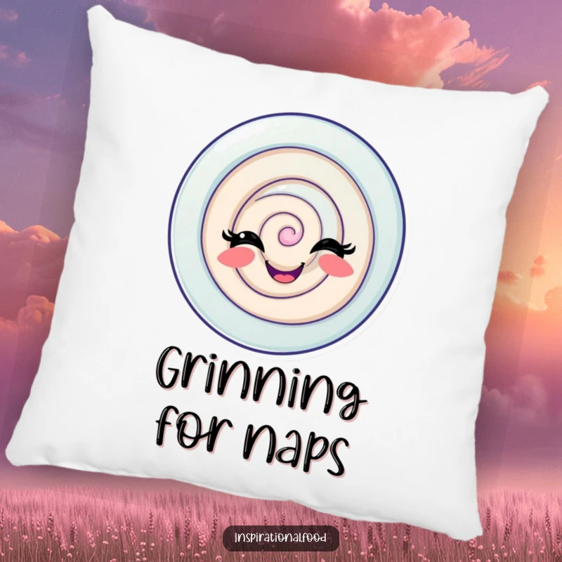 Funny Candy Swirl Pillow featuring a delighted candy swirl with a playful grin, offering soft comfort and sweet humor.