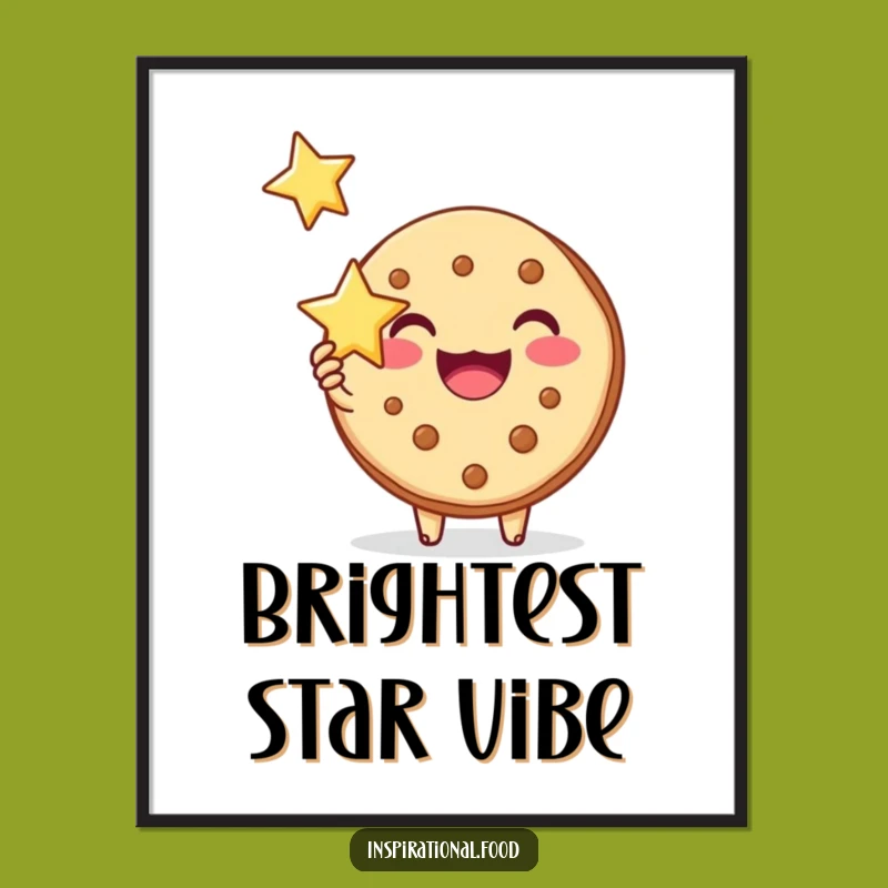Funny Inspiration Digital Art: Joyous Cookie's Star Power, Instant Motivational Decor