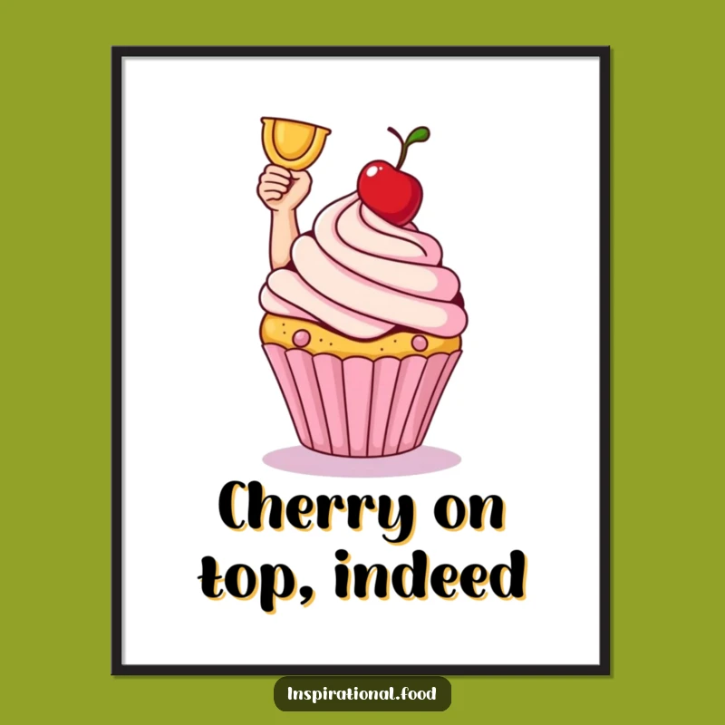 Funny Cupcake Victory Digital Print: Sweet Celebration Art, Instant Funny Gift!