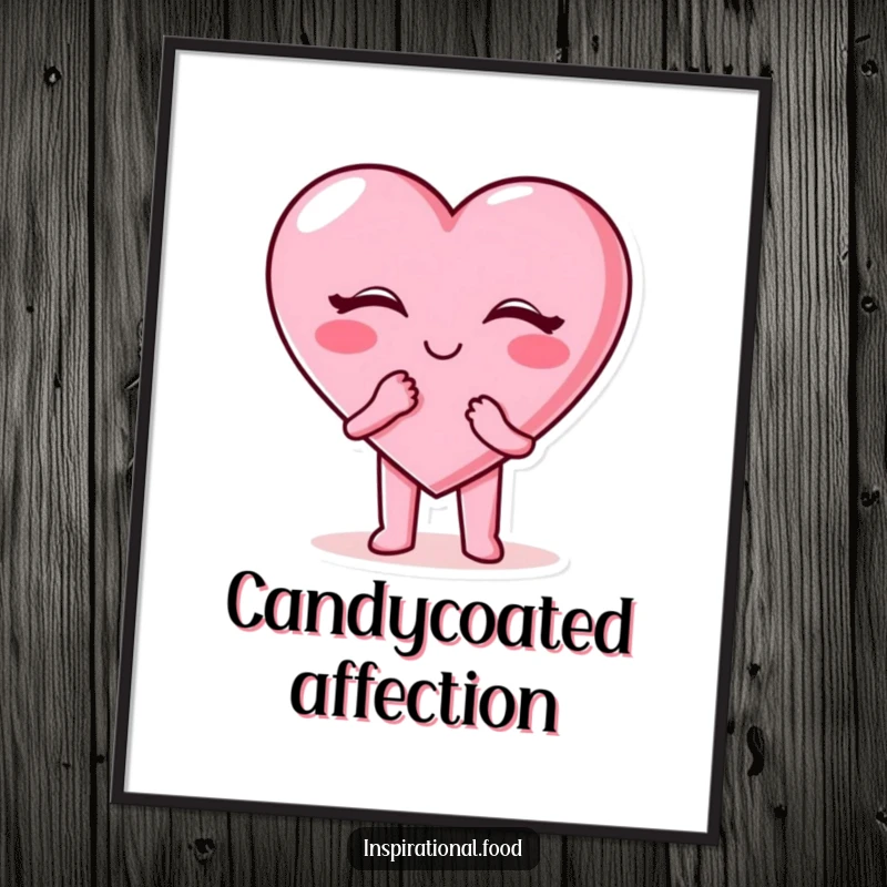 Funny candy heart digital art print of a happy candy heart character blowing a kiss, ready to spread cheer.