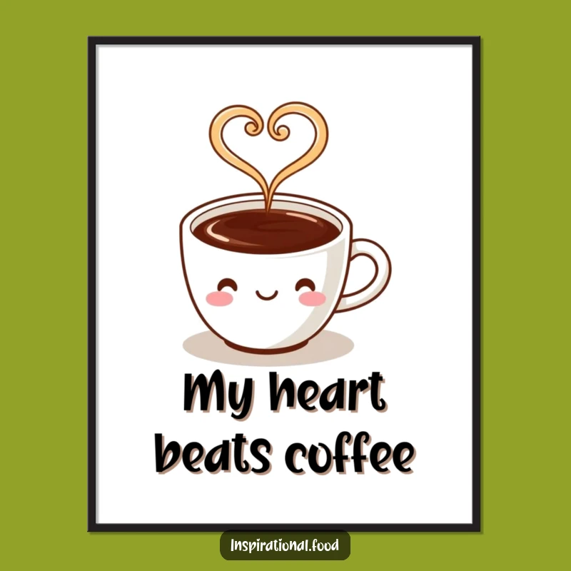 Funny Coffee Heart Steam Digital Art Print: Instant Warmth and Love for Your Walls