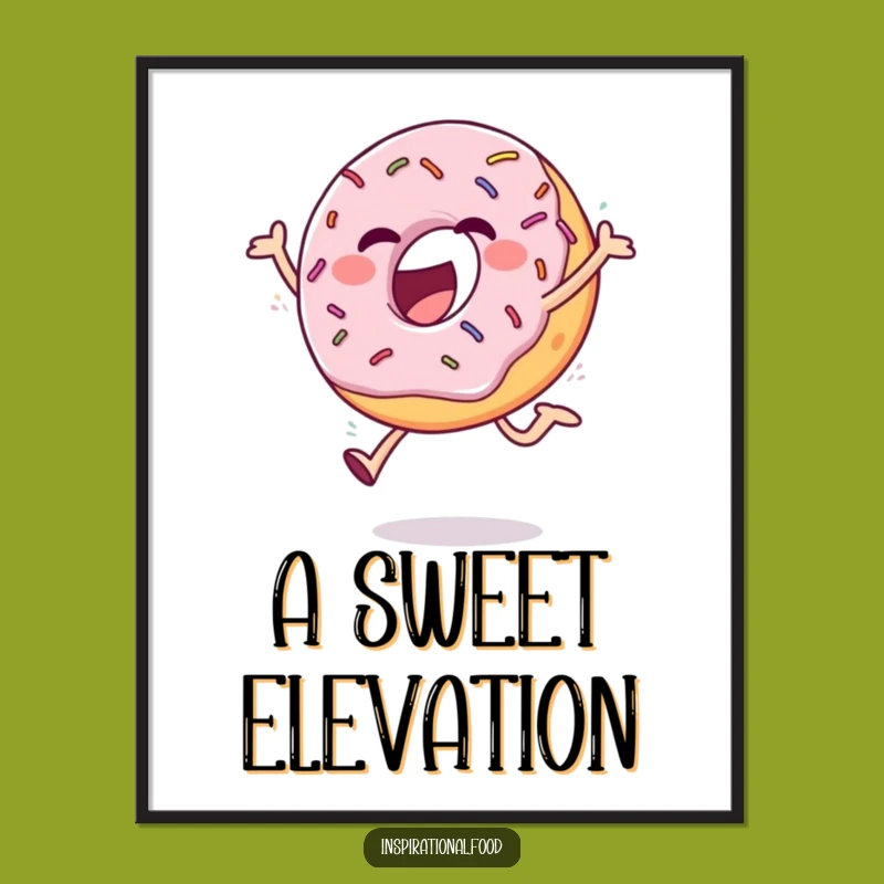 Funny Donut Digital Art: Ecstatic Sprinkled Leap For Your Walls, Funny Gift