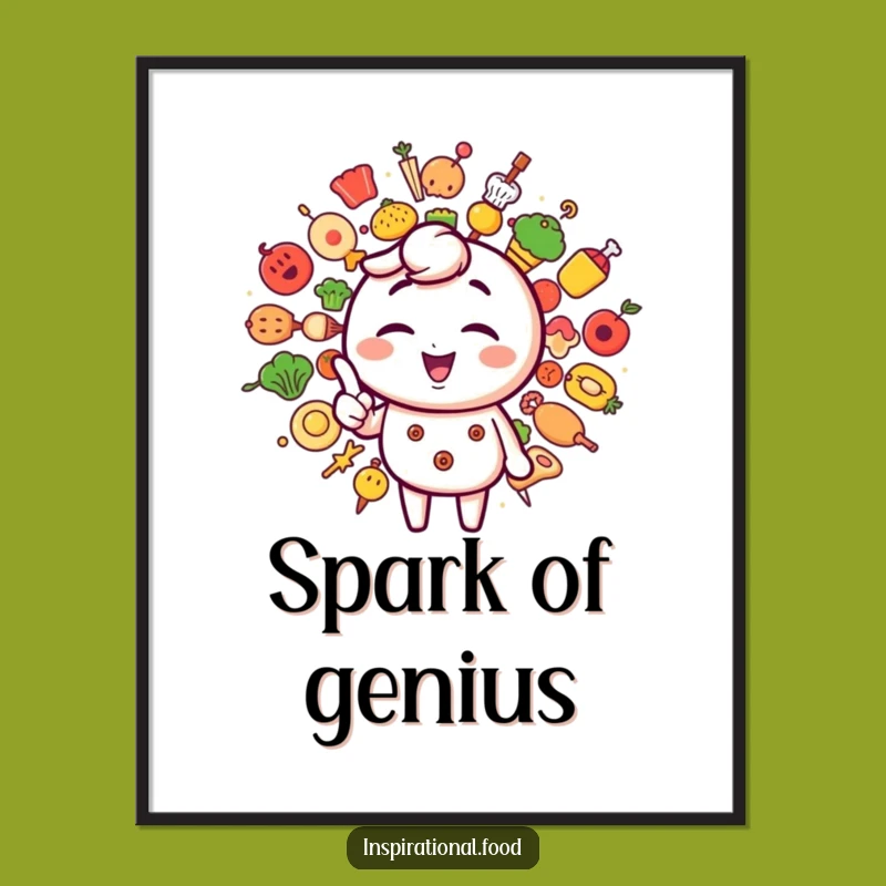 Funny Foodie Digital Print: Winking Character Art for Creative Walls