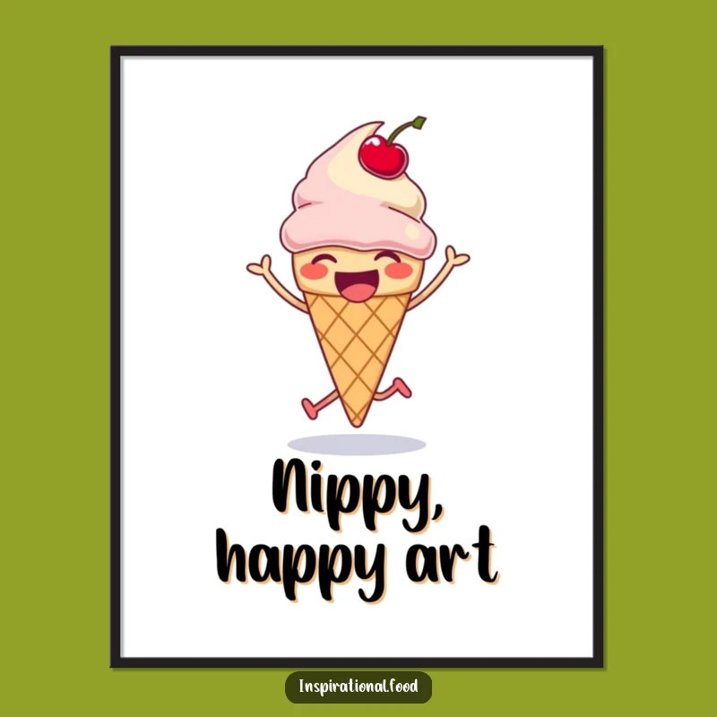 Funny Ice Cream Cone Digital Art - Hilarious Silly Hop for Instant Joy