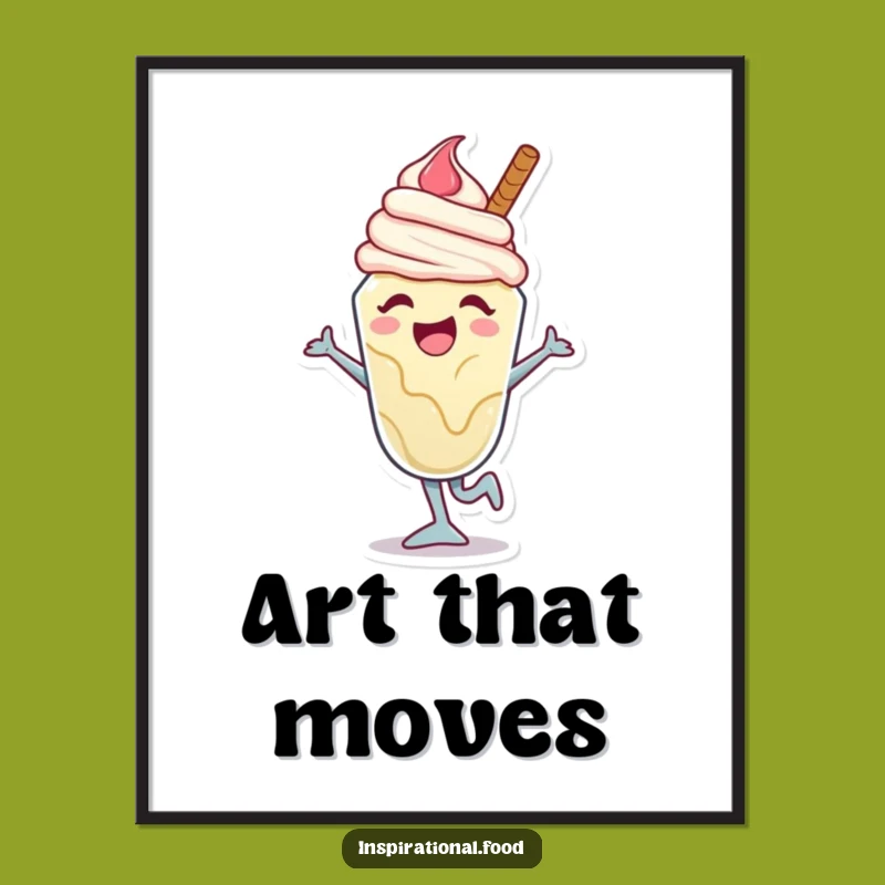 Funny Ice Cream Dance Art: Joyful Sundae Mid-Move Digital Print, Vibrant Funny Gift