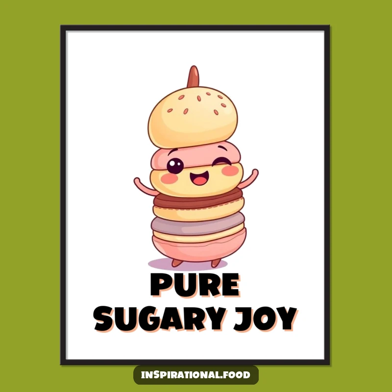 Funny Macaron Digital Art - Cheerful Spin Print Gift