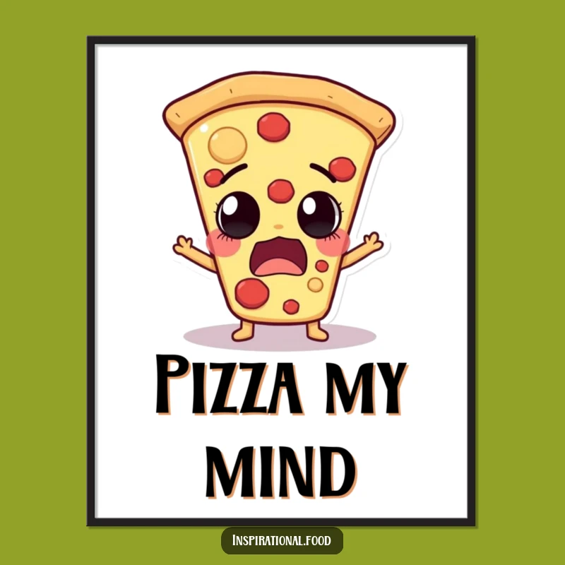 Funny Pizza Slice Digital Art: Astonished Expression, Instant Decor