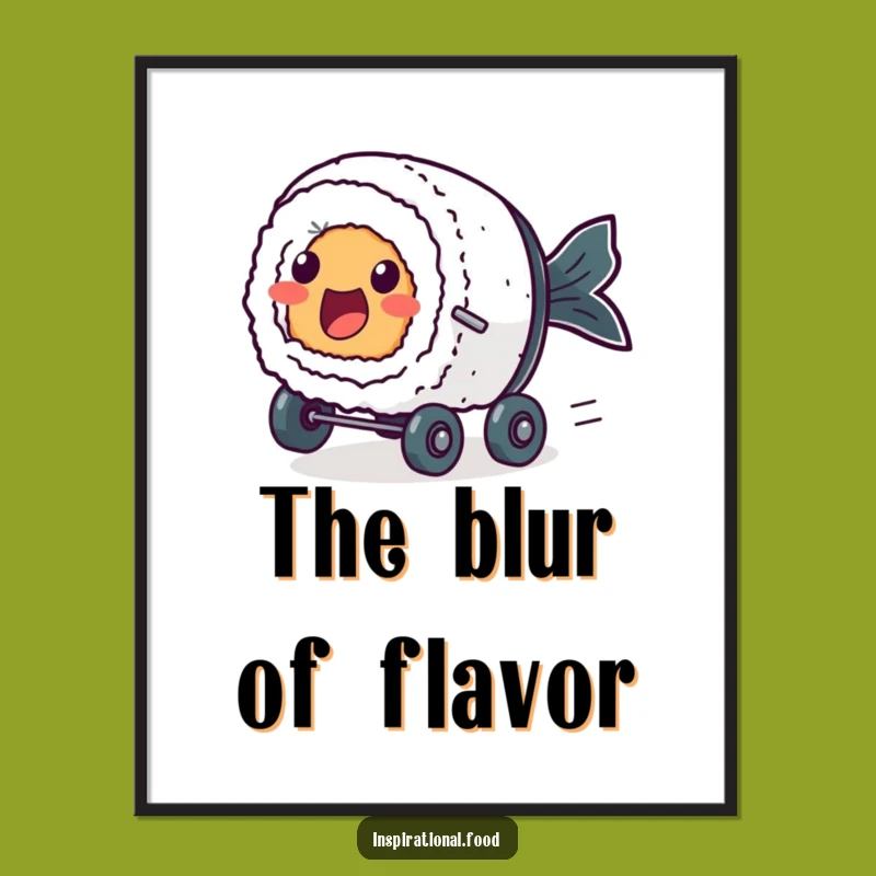 Funny Zooming Sushi Digital Print: Instant Speed for Your Walls