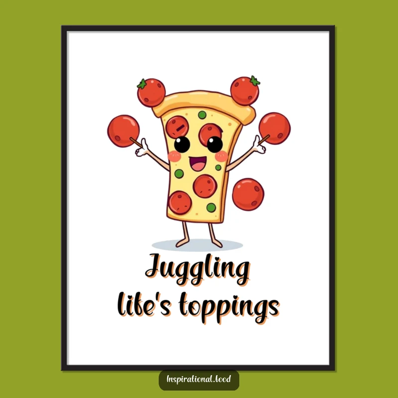 Funny Pizza Juggling Digital Art: Instant Cheesy Decor