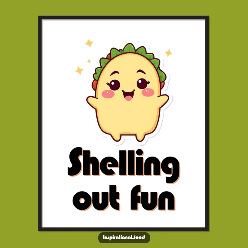 Funny Taco Wink Digital Art: Beaming Fun Print, Kitchen Decor