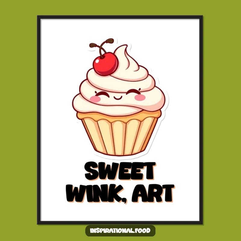 Funny Cupcake Wink Digital Art: Instant Sweet Humor for Your Walls