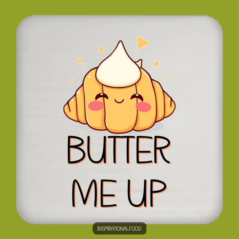 Funny Croissant Butter Dream Coaster - Protect Surfaces with Pastry Humor