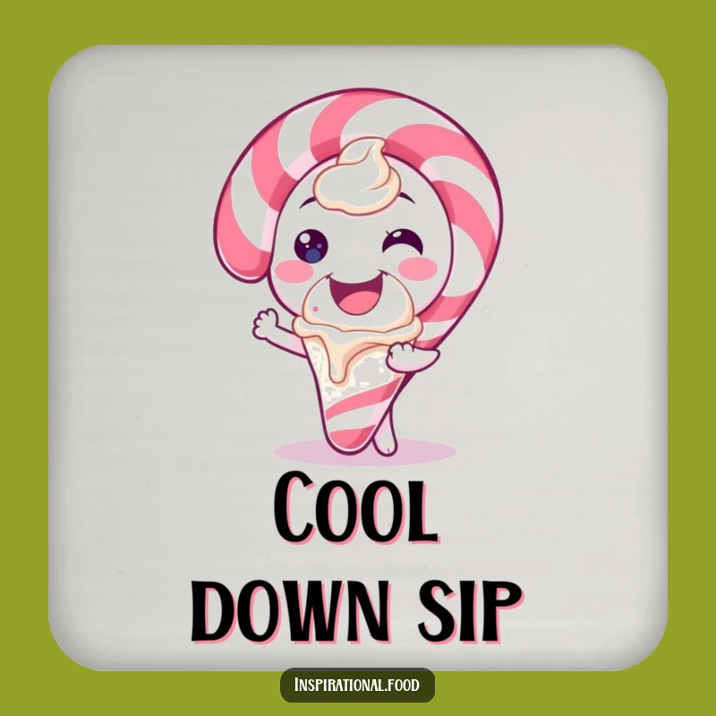 Funny Candy Cane Ice Cream Drink Coaster: Protect Surfaces with Sweet Holiday Humor, Unique Funny Gift