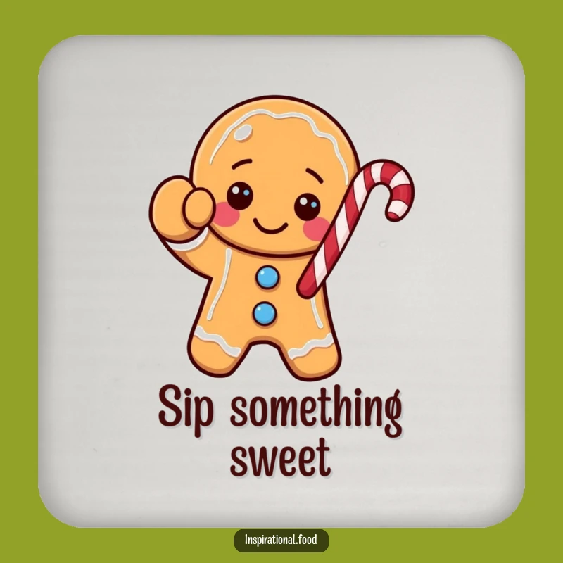 Funny Gingerbread Cookie Coaster Set - Festive Candy Cane Character Protection