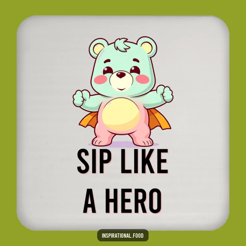 Funny Gummy Bear Coaster - Heroic Pose Drink Protector Gift