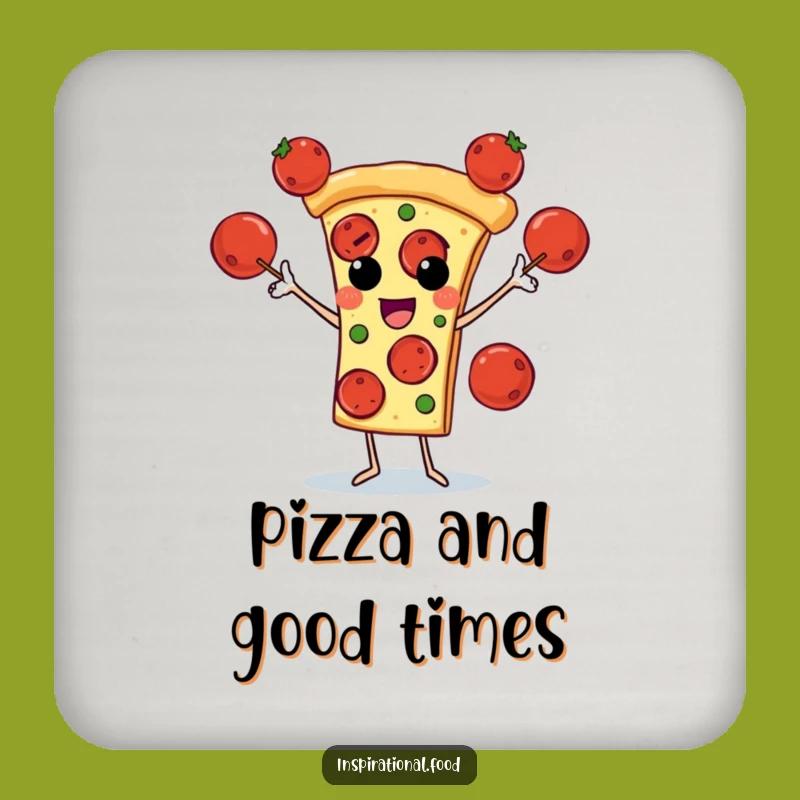 Funny Pizza Juggling Drink Coaster: Protect Tables with Cheesy Charm