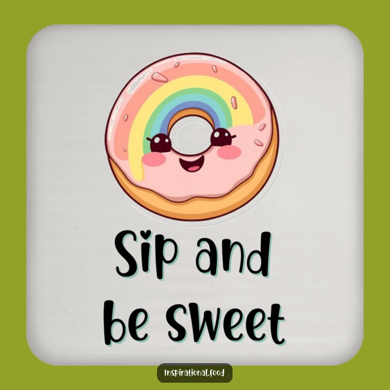 Funny Doughnut Rainbow Glaze Coaster Set: Protect Surfaces with Sweet, Cheerful Style