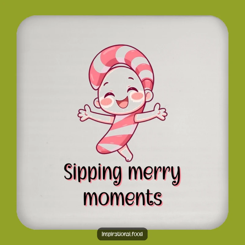 Funny Candy Cane Twirl Coaster: Protect Surfaces with Holiday Cheer