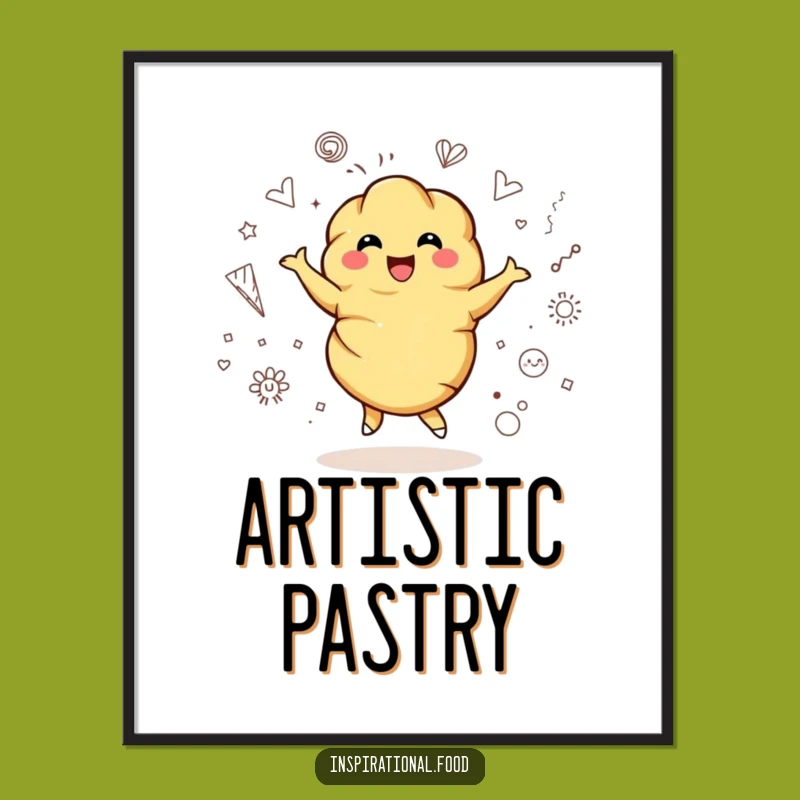 Funny Croissant Twirl Poster - Artistic Doodle Wall Art