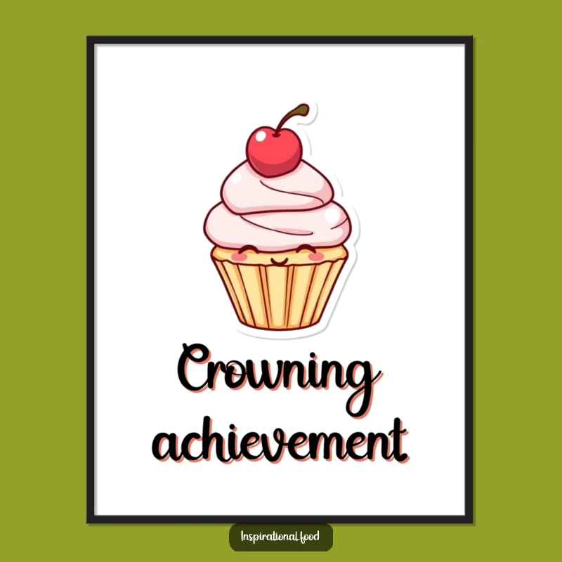 Funny Cupcake Cherry Poster - Adorable Character Dessert Wall Art Gift