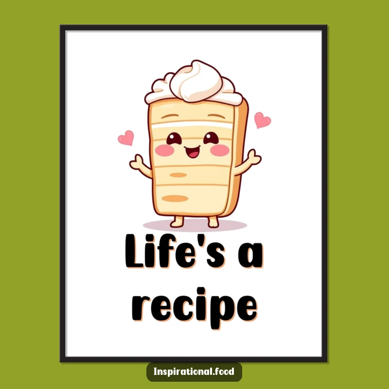 Funny Baking Art Poster: Giggling Cake's Recipe Reveal, Whimsical Kitchen Decor
