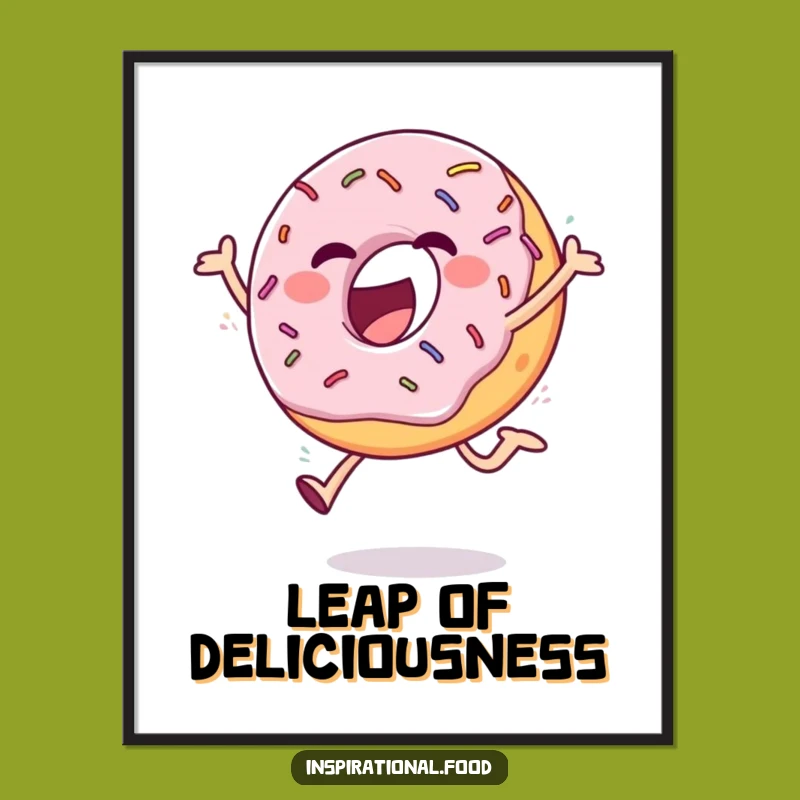 Funny Donut Poster: Ecstatic Sprinkled Leap Art, Hilarious Funny Gift Decor