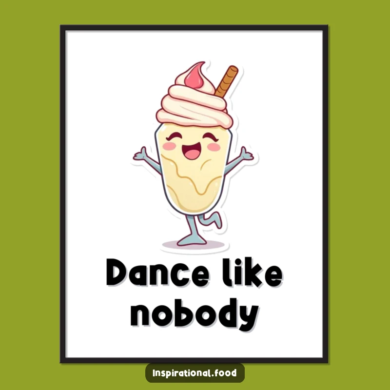 Funny Ice Cream Fiesta Poster: Joyful Sundae Dance Art, Adds Fun and Style as a Funny Gift