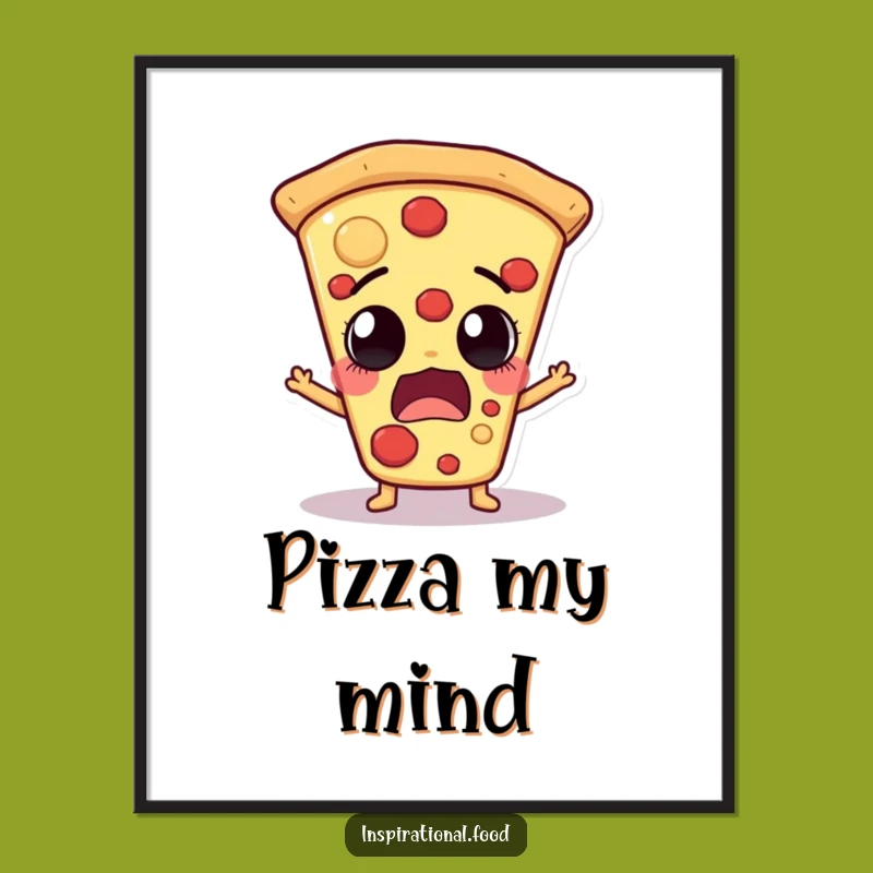 Funny Pizza Slice Art Print: Astonished Expression for Wall Decor