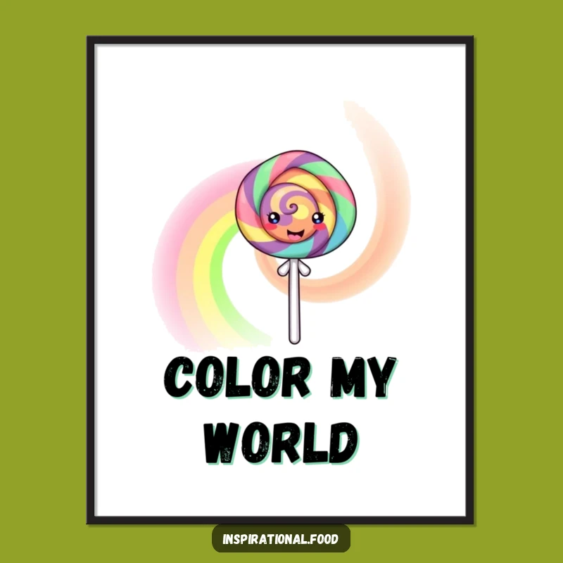 Funny Rainbow Lollipop Poster - Vibrant Character Art, Happy Wall Decor