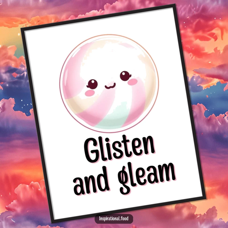 Funny Poster: A beaming piece of hard candy with a shimmering surface, bringing a sense of joy and bright energy.