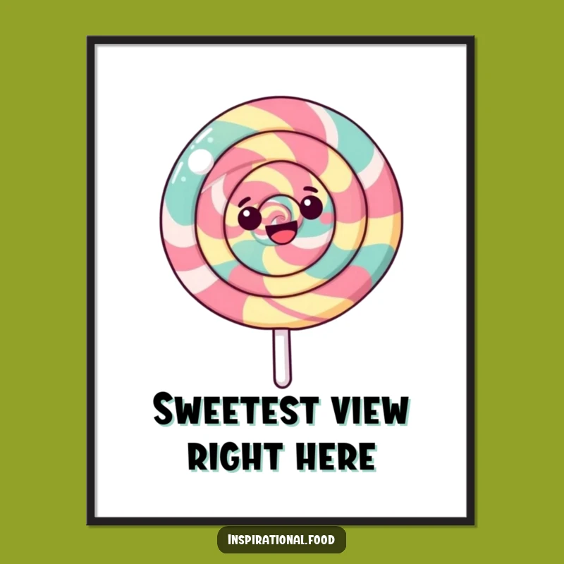 Funny Swirling Lollipop Poster: Happy Animated Candy Art, Perfect Decor Gift