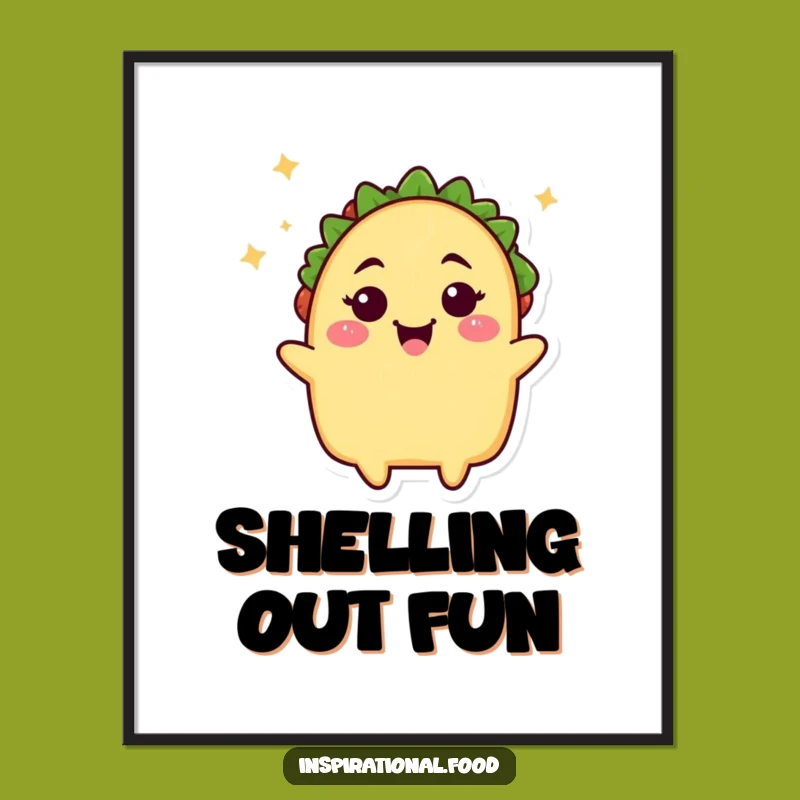 Funny Taco Wink Poster: Beaming Fun Art, Kitchen Decor Gift