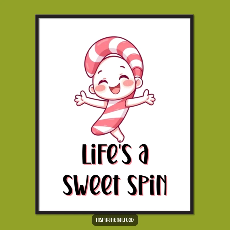 Funny Candy Cane Twirl Poster: Festive Wall Art for a Joyful Atmosphere