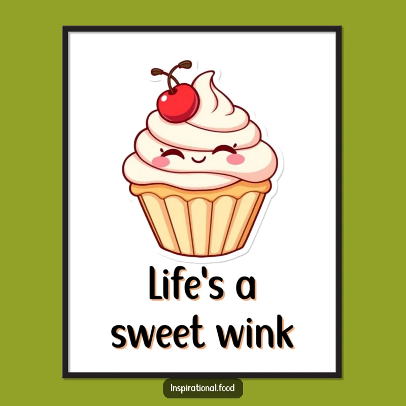 Funny Cupcake Wink Poster: Sweet Wall Art for a Playful Atmosphere