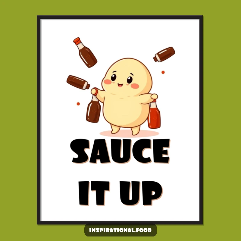 Funny Dumpling Juggling Art Print: Hilarious Asian Food Decor for Walls