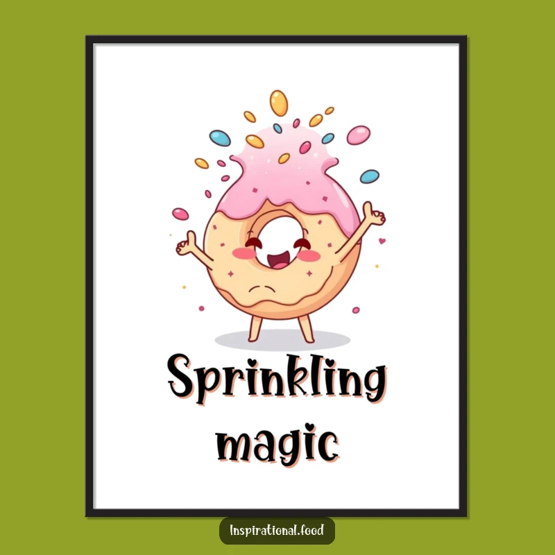 Funny Donut Cascade Poster: Cheerful Sugar Art, Kitchen Decor Gift