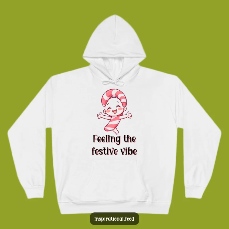 Funny Candy Cane Twirl Hoodie: Cozy Holiday Cheer with Playful Humor