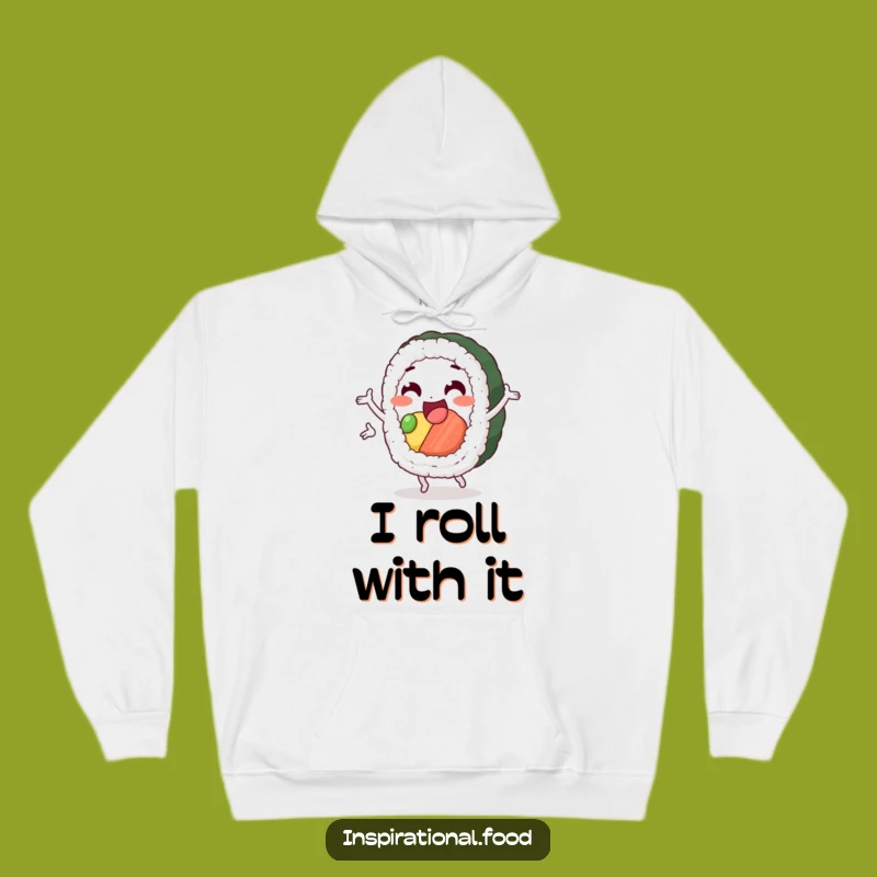 Cozy Funny Sushi Hoodie: Delighted Loop Character, Warm Gift