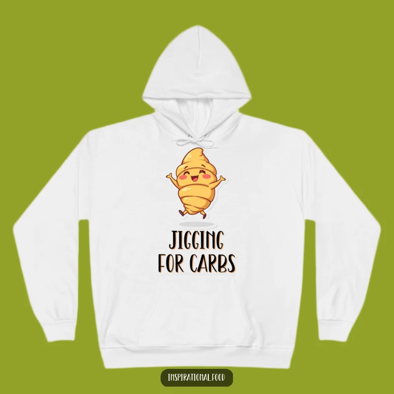 Funny Cozy Croissant Hoodie: Dancing Pastry Character, Warm Gift!
