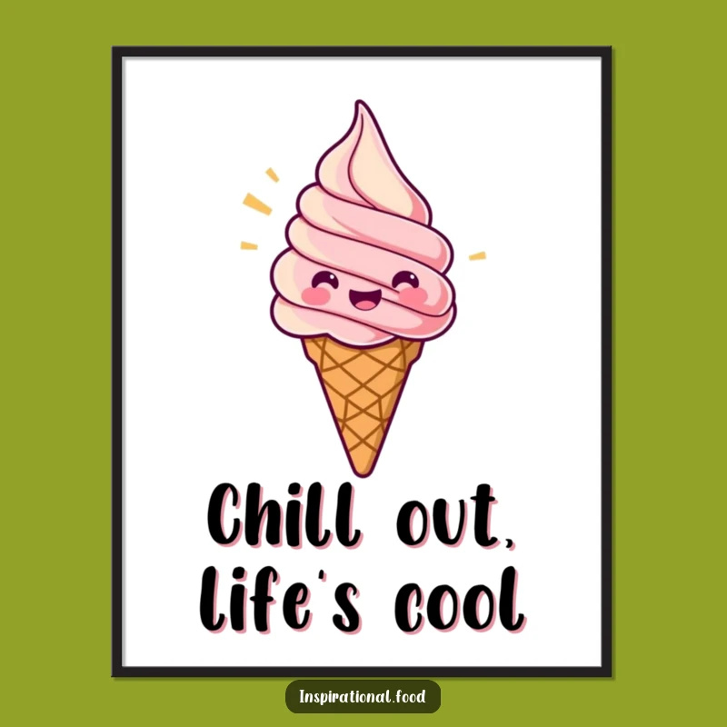 Free Printable Wall Art: Jubilant Ice Cream Cone, Funny Downloadable Decor for Sweet Spaces