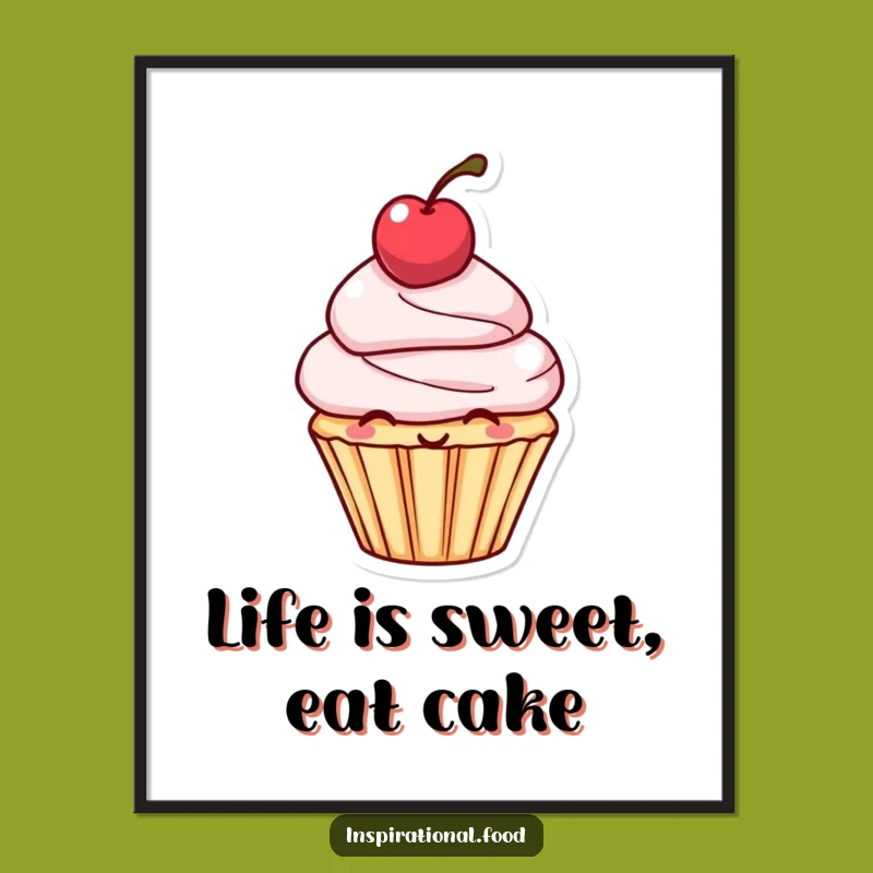 Free Printable Wall Art: Cupcake Character Design, Downloadable Humorous Home Decor