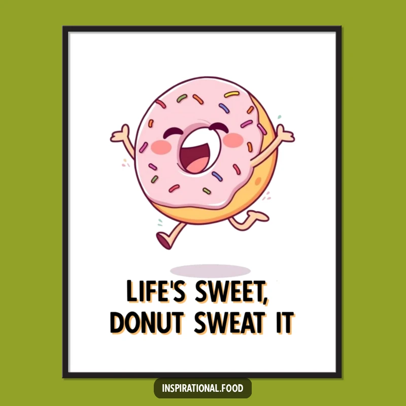 Free Printable Wall Art: Ecstatic Donut Leap, Funny Downloadable Decor for Kitchens & Offices