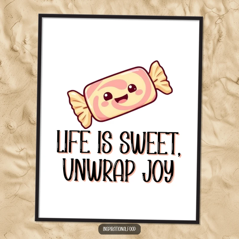Funny Free Printable Wall Art: A gleeful candy bar in wrapper, joyfully twirling to add a sweet, humorous touch.
