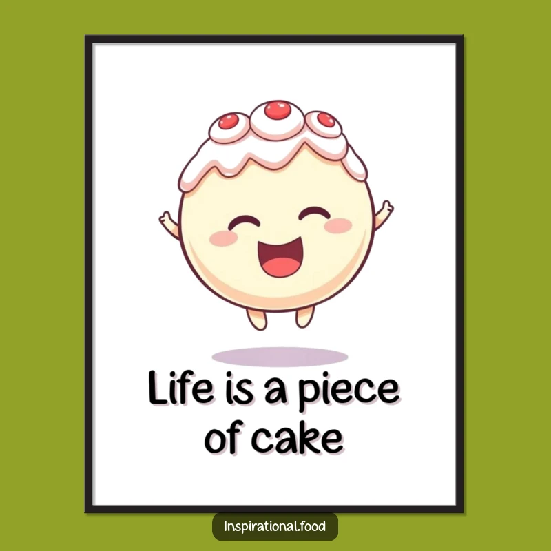 Funny Free Printable Wall Art: Levitating Cake Delight Downloadable Decor