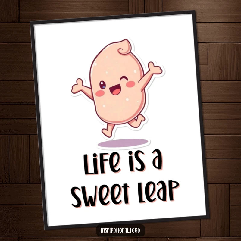 Funny Free Printable Wall Art: A vibrant candy character captured mid-leap, radiating playful energy and sweetness.